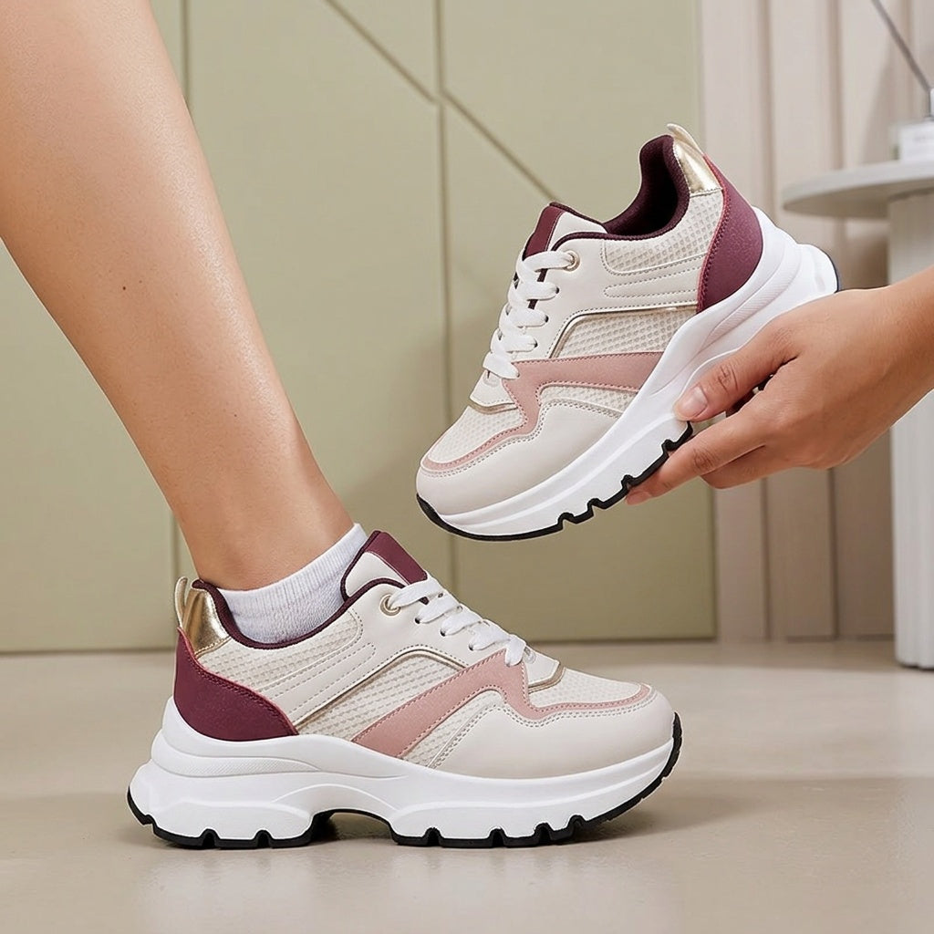 Women’s Lightweight Breathable Running Sneakers with Thick Sole