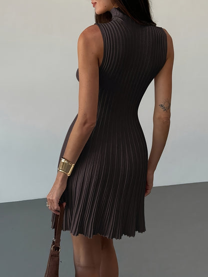 Women’s Minimalist Sleeveless Ribbed A-Line Knit Dress