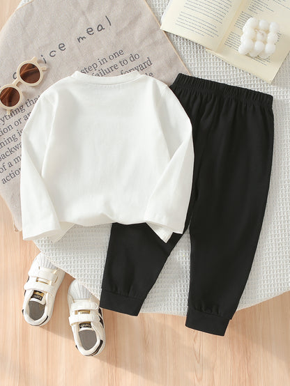 Boys Cotton Casual Long Sleeve Top & Pants Set for Spring/Fall
