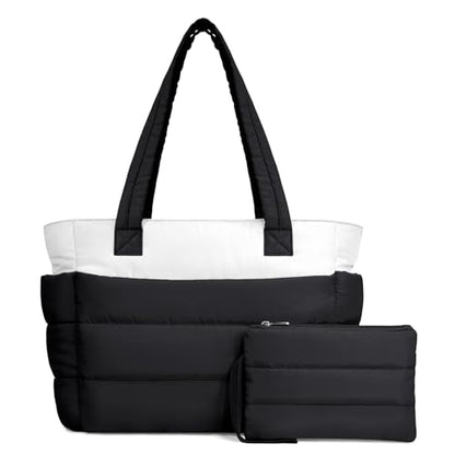 Lightweight Quilted Puffer Tote Bag for Women, Travel & Work