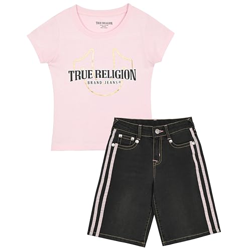 Girls Denim Shorts and Graphic Tee Set for Summer Style
