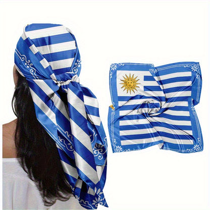Uruguayan Flag Scarf 35-Inch Square Breathable Polyester