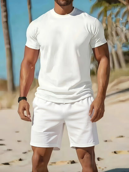 Men's Summer Casual Sportswear 2-Piece Polyester Set