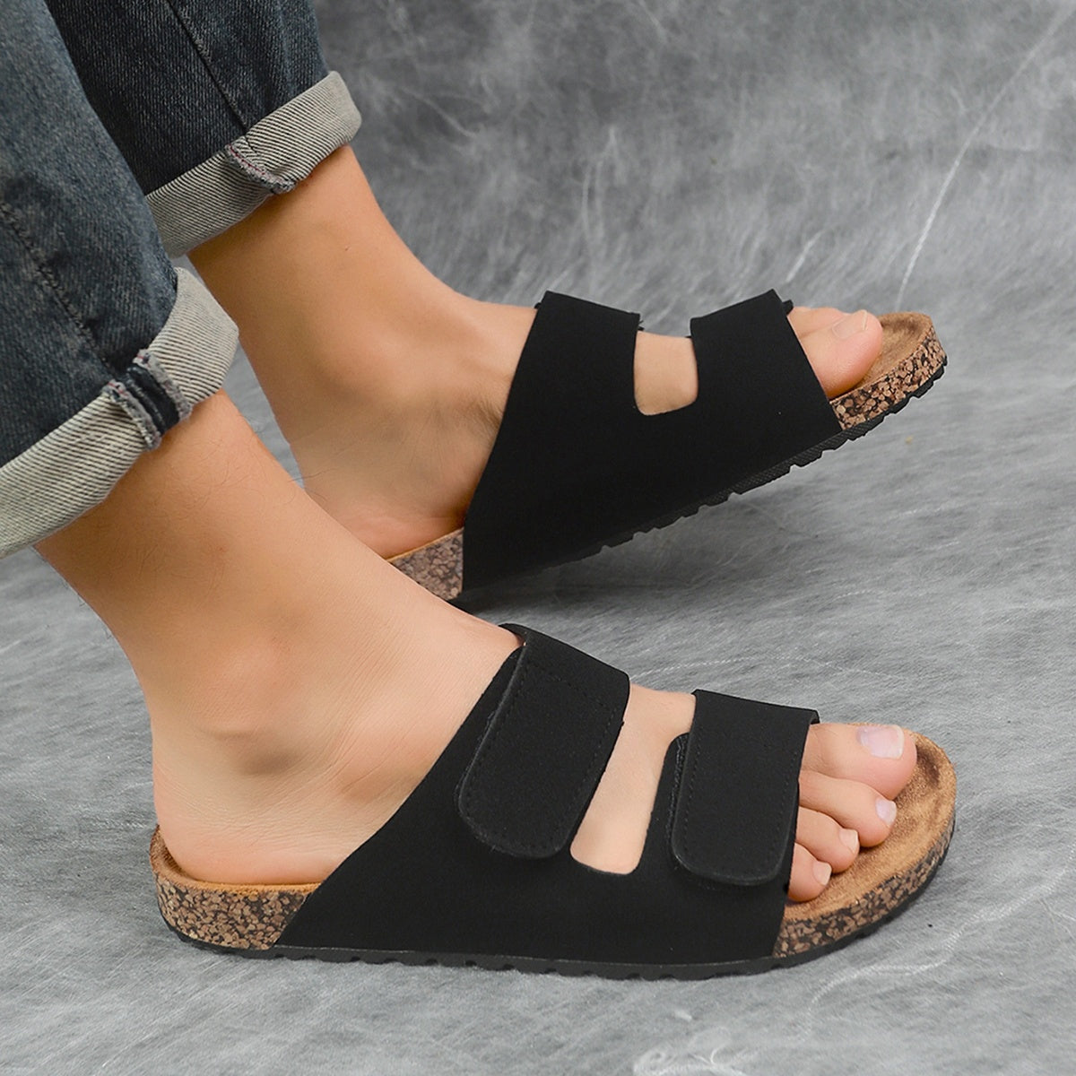 Men's Vintage Double Buckle Casual Slip-On Slippers