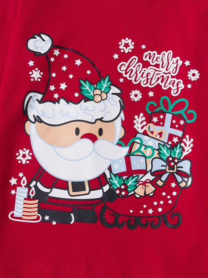 Christmas Set Pajamas Boys and Girls Red Father Christmas Cotton Flame Retardant Suit Christmas Gift Sleigh Car Red Pajama Set Loungewear Two Pieces