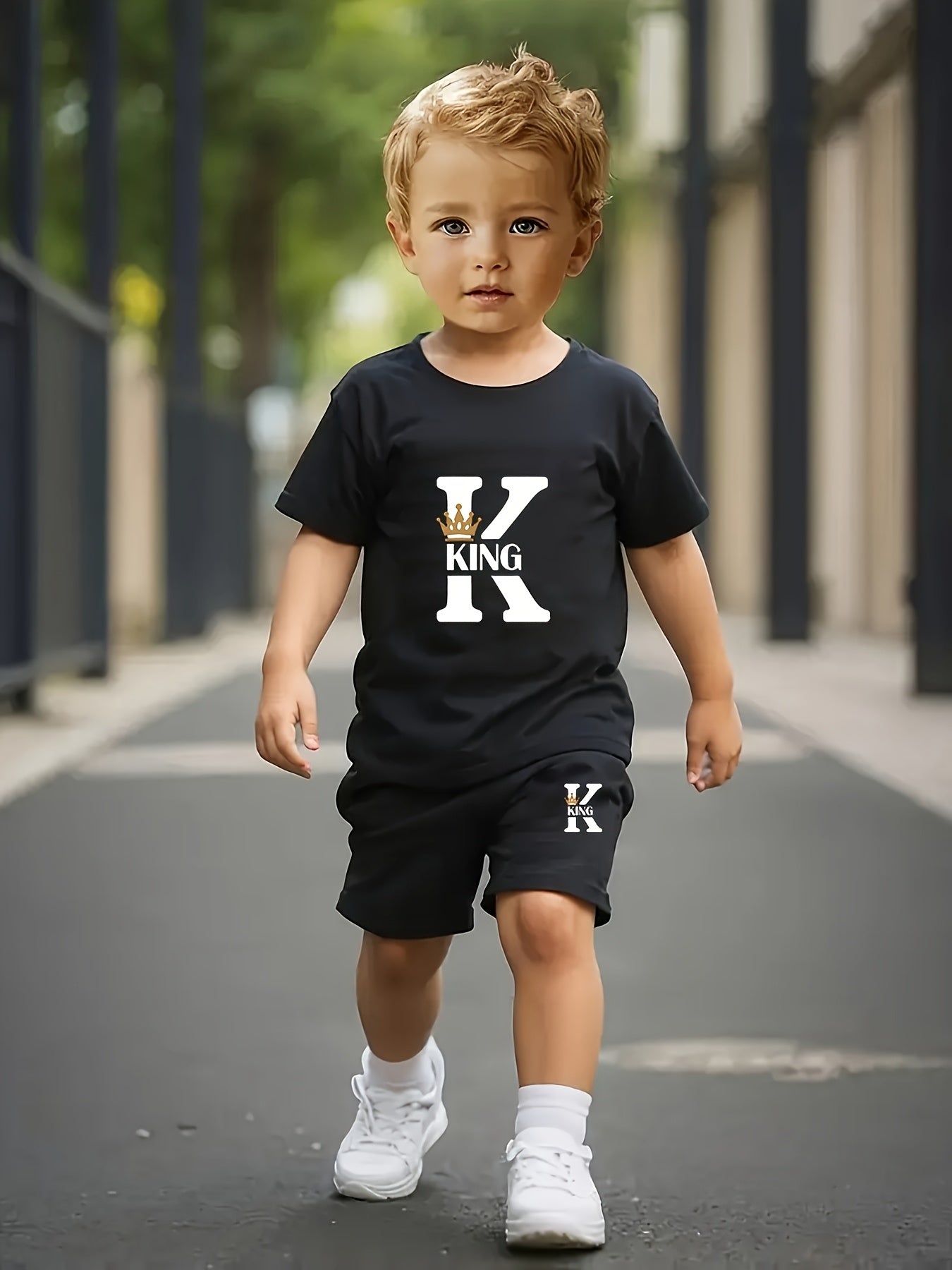 Newborn Baby Boy Cartoon Print Casual T-Shirt & Shorts Set
