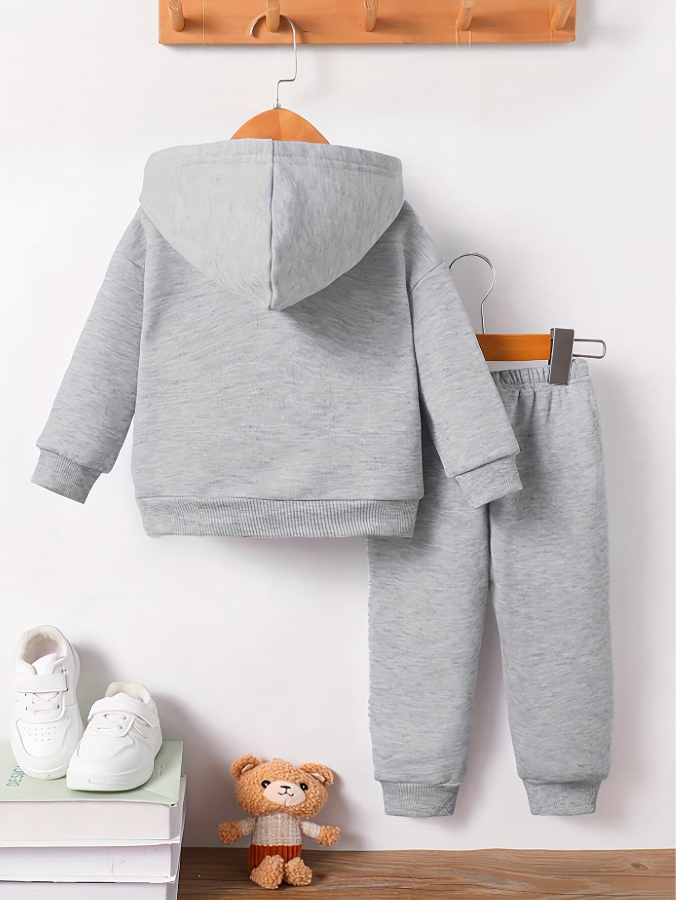 Infant Toddler Fleece Hoodie & Pants Set Cartoon Cat Casual