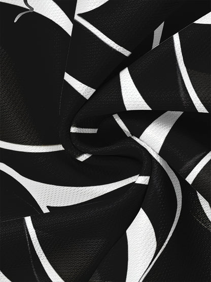 Men'S 3D Lightning Print T-Shirt, Casual Crew Neck Short Sleeve Tee, Summer Knit Polyester Blend Top, Slight Stretch, Black  White Geometric Pattern, Regular Fit, Fashionable Tshirt   Modern Casual Style   Polyester Blend