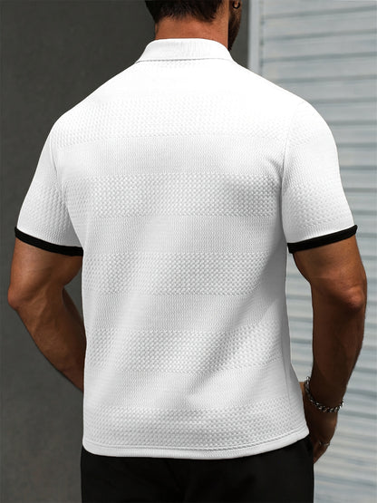Men'S Business Casual Polo Shirt, Suitable for Both Formal And Everyday Wear, Made from Stretchy Knit Fabric, Machine Washable for Office And Party Outfits, Stylish for The Summer Season, Featuring Ribbed Details, Trendy for - ayq