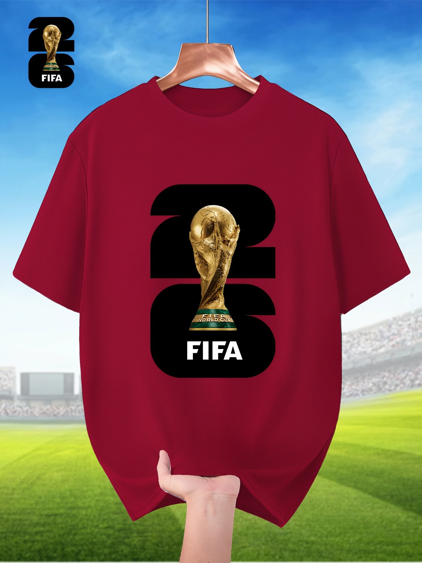 Men's Breathable Summer T-Shirt with FIFA World Cup Print