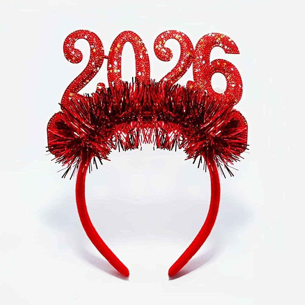 3-Pack, 2026 New Year's Eve Party Hair Accessories, Golden, Green, Red and White Holiday Glitter Headbands with Shiny Colorful Number Headdresses for Celebrations, Bars & Events, Party Accessories, Holiday Celebrations, Playf
