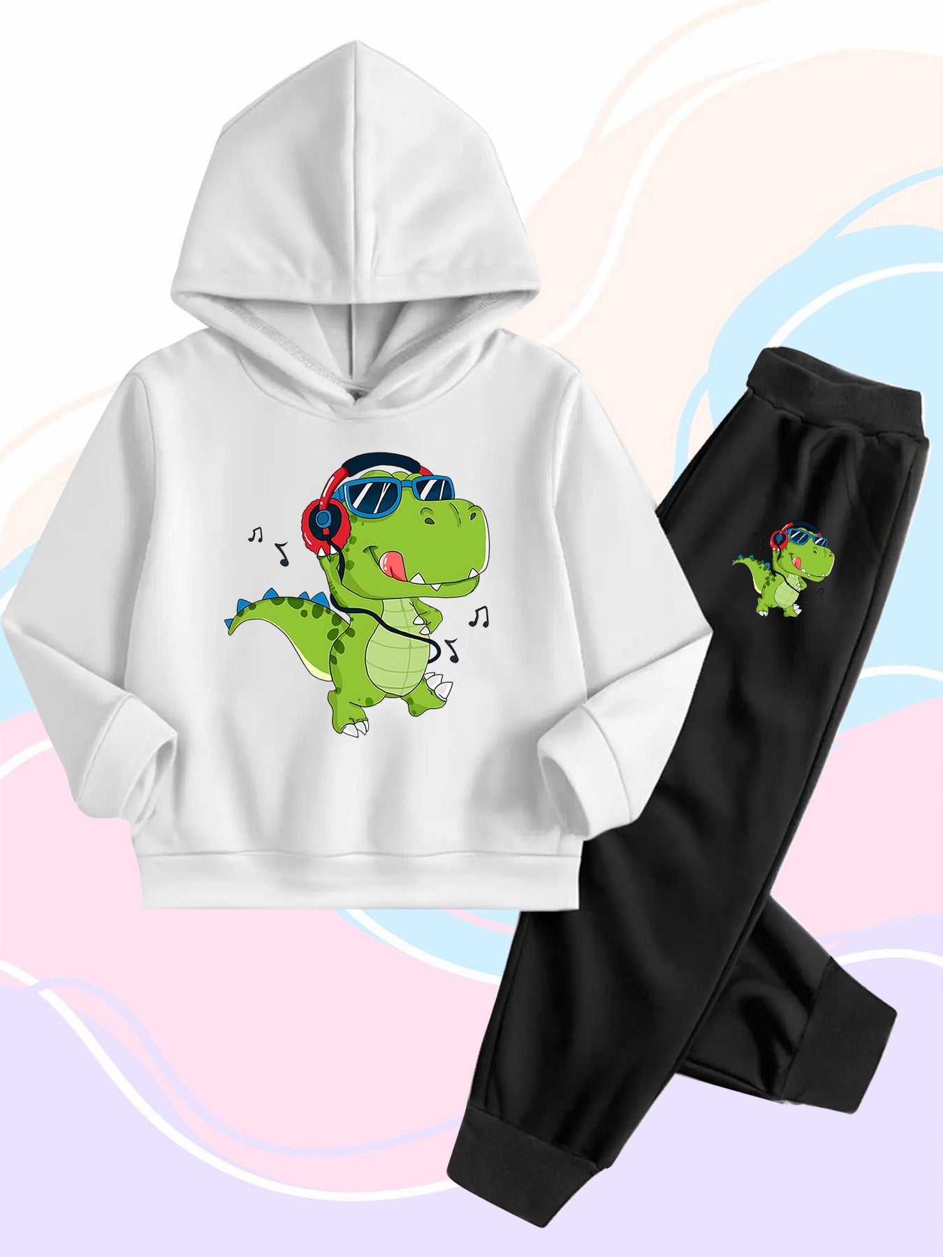Kids Cotton Dinosaur Hoodie and Pants Set for Fall Winter