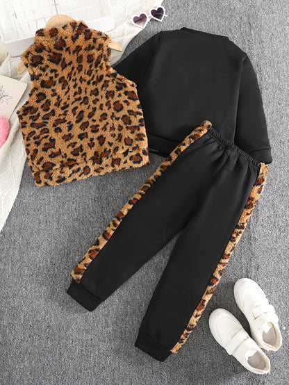 Girls 3-Piece Heart Pattern Fall/Winter Casual Set