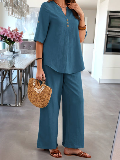Women's V-Neck Casual Two-Piece Set