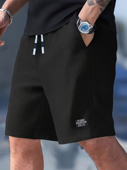 Men's Athletic Waffle Shorts with Drawstring Waist and Pockets