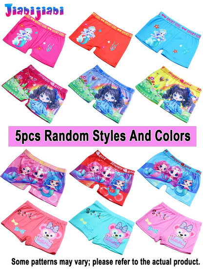 Girls' Breathable Cartoon Boyshorts Underwear, Soft Elastic Waist