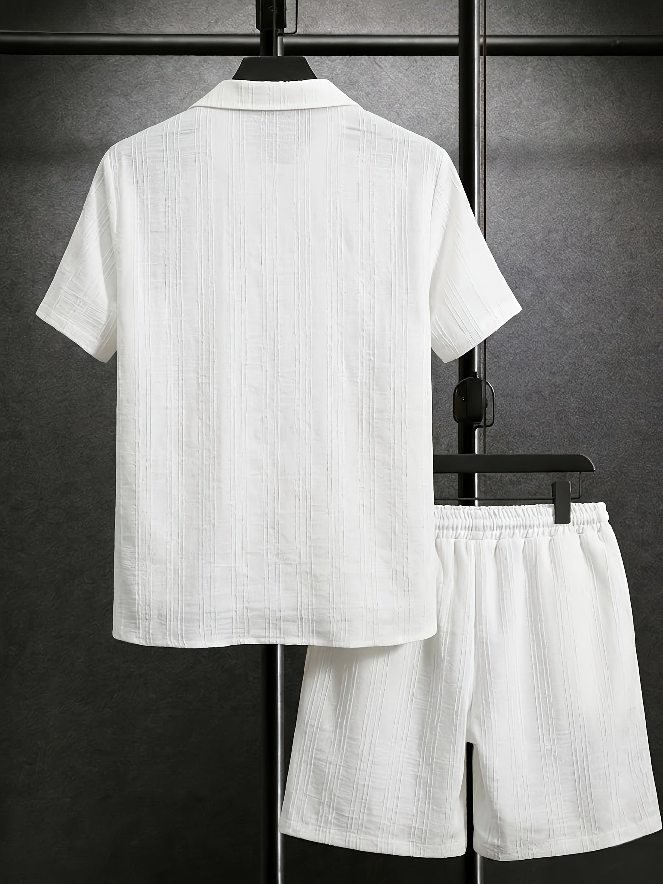 Men's Casual Short-Sleeve Shirt & Drawstring Shorts Set