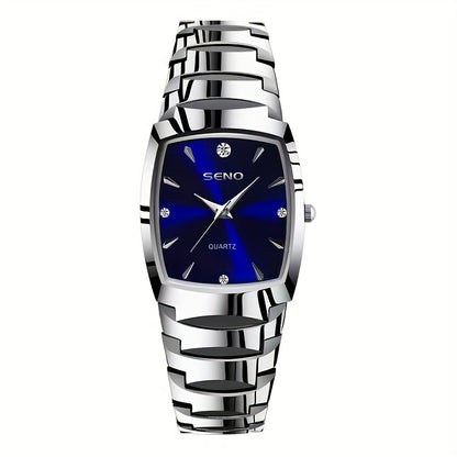 Men's Retro Square Business Watch with IPX7 Waterproof Alloy Strap