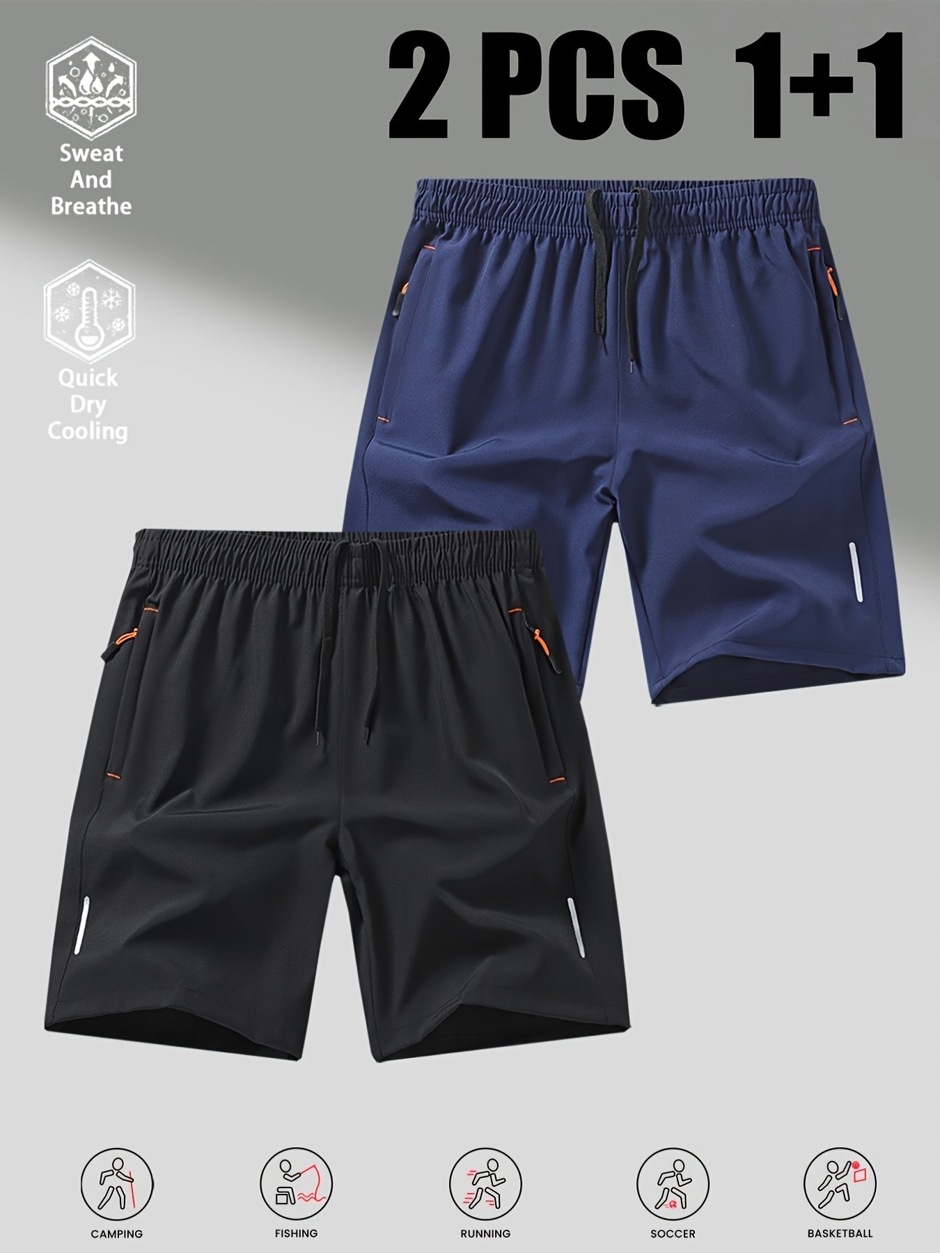 Men's Quick-Dry Casual Shorts 2-Pack for Summer Sports