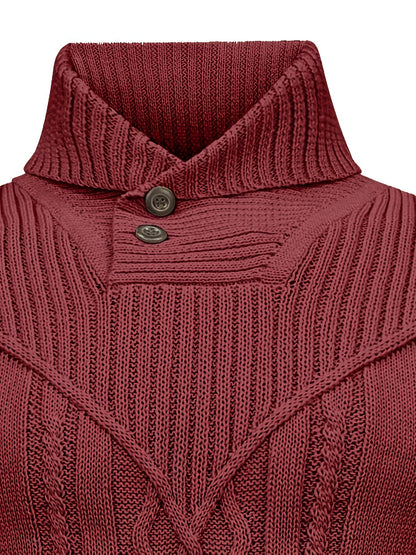Men's High Collar Warm Knit Sweater - Stretchy Fashion Ribbed Pullover, Elegant Gentleman Cardigan