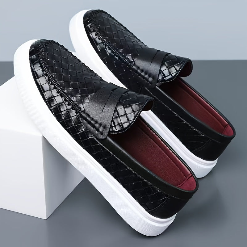 Men's Casual Slip-On Oxford Shoes with Thick Rubber Sole