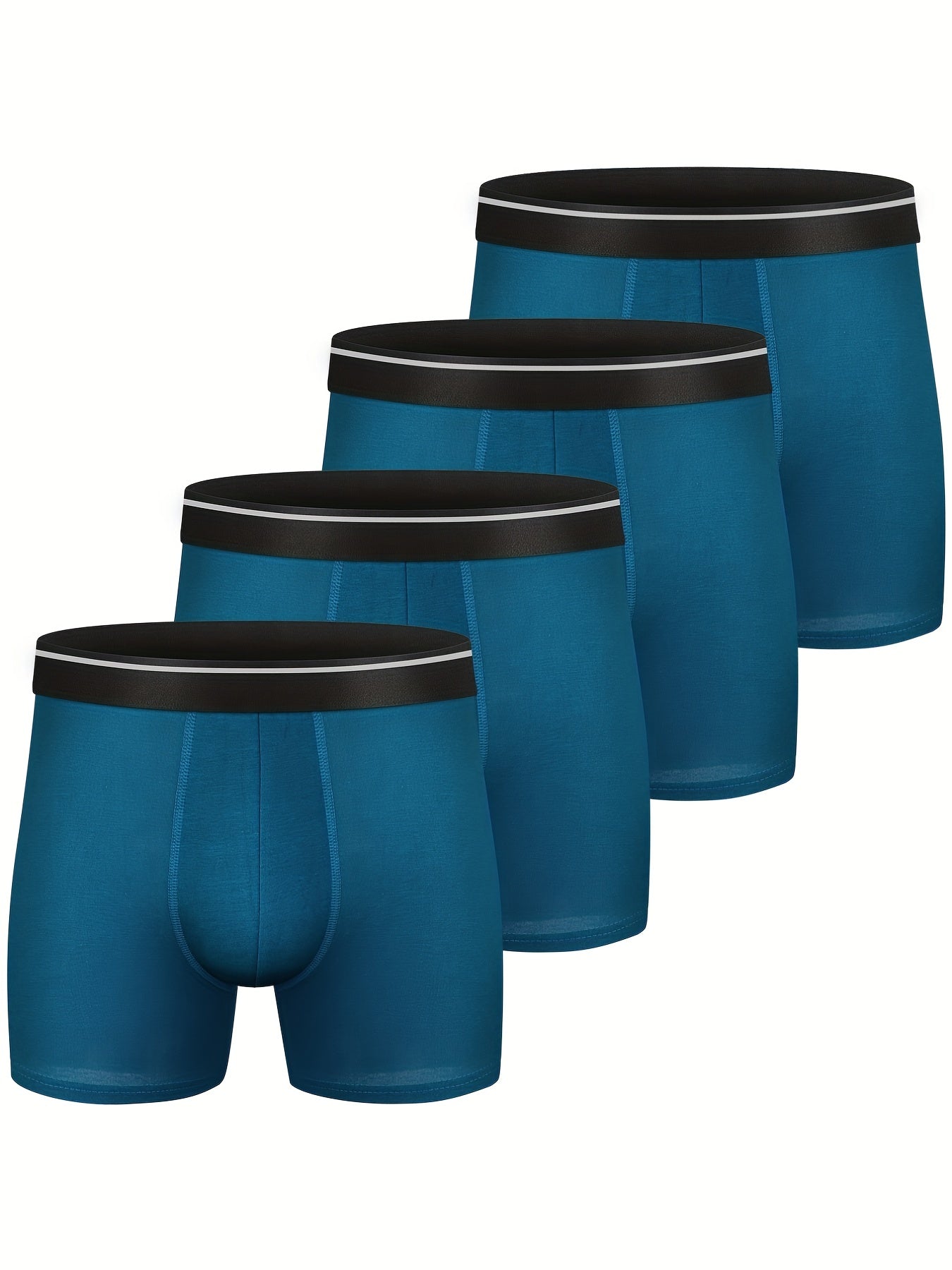Men's 4-Pack Cotton Stretch Trunk Underwear with Wide Elastic Band