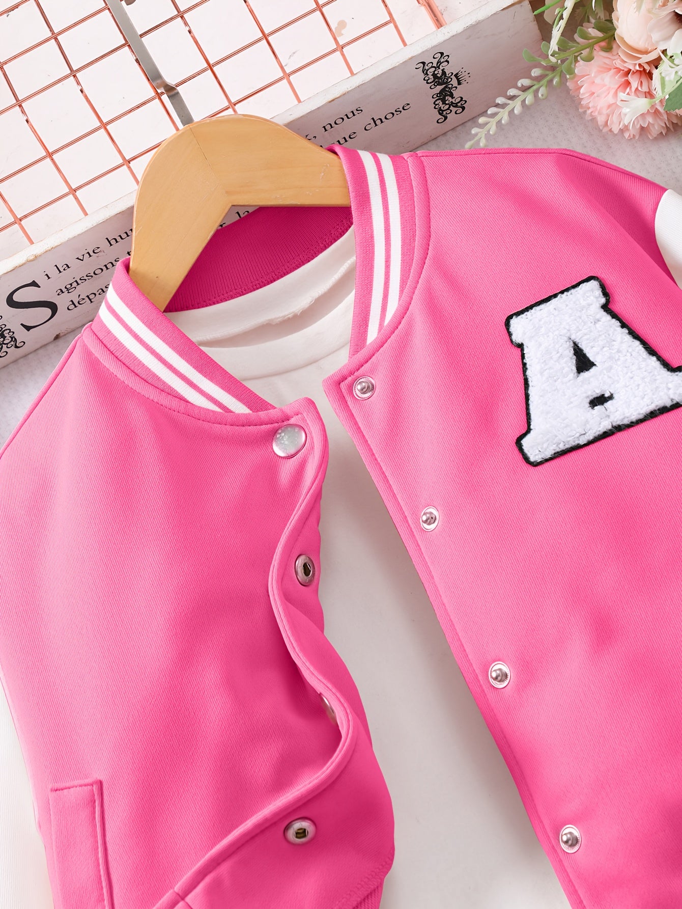 Girls' Preppy Baseball Collar Top and Pleated Skirt Set