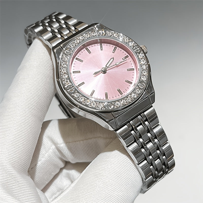 Women's Quartz Stainless Steel Casual Wrist Watch with World-Time