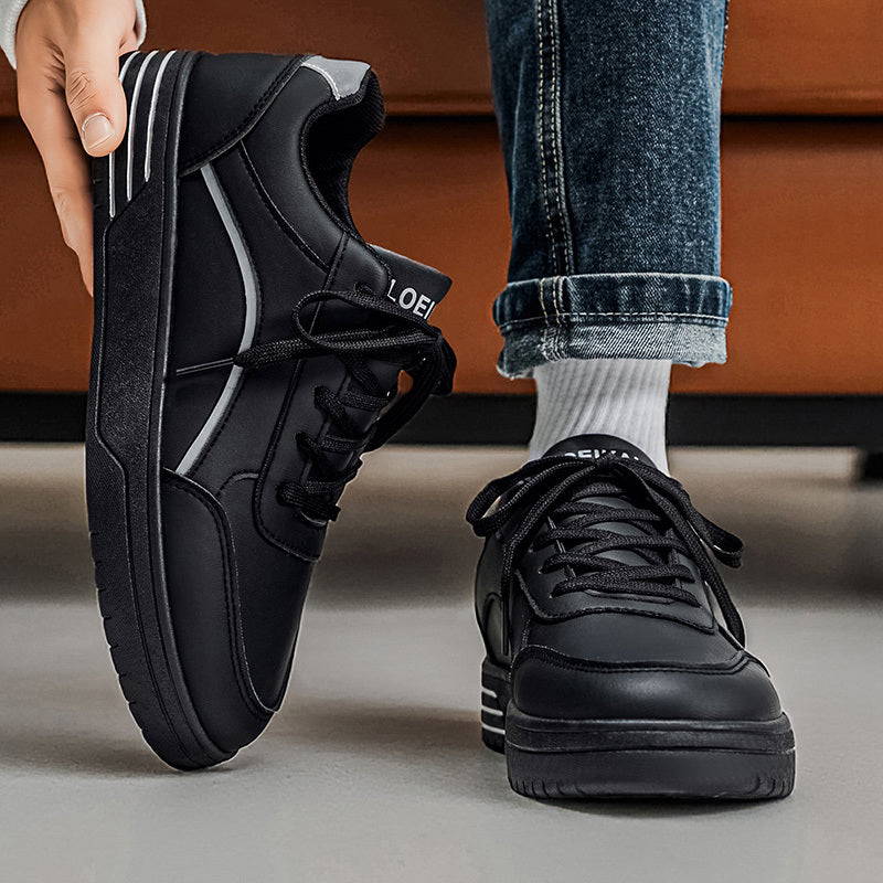 LOEIKAN Men'S Casual Comfortable Lightweight Sports Walking Business Shoes | Low-top, Lace-up Closure, Faux Upper, PVC Sole, Solid Color with Herringbone Pattern, Round Toe - ayq