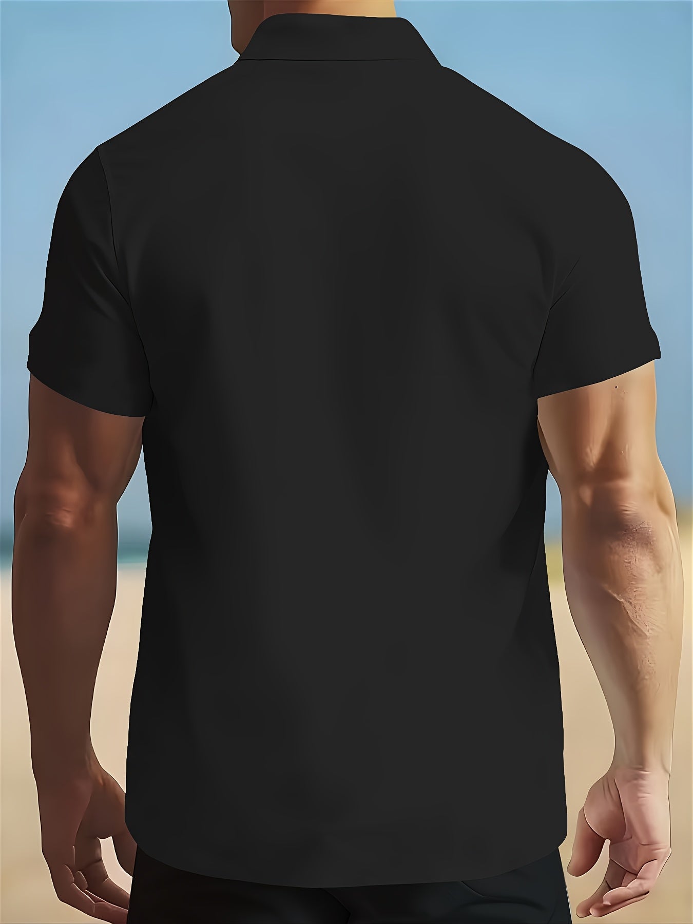 Men's Summer Short-Sleeve Shirt and Shorts Set - Casual Polyester