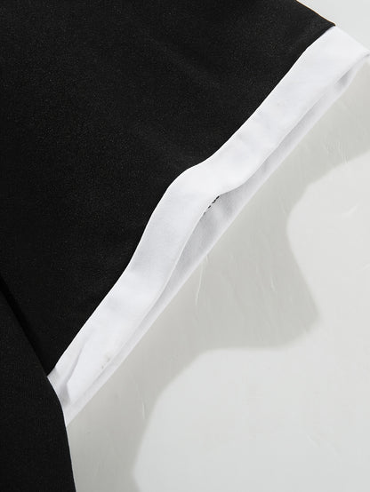 Men'S Casual Slim-Fit T-shirt with White-Edge Color Blocking | Suitable for Daily Outings and Outdoor Activities, Crew Neck, Short Sleeve, Summer Season