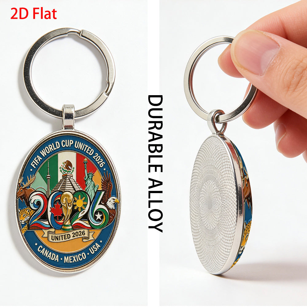 2026 FIFA World Cup Metal Keychain Featuring USA, Canada, Mexico