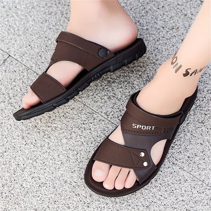 Men's Large Size Dual-purpose Outdoor Slipper for Couples, Outdoor Sports, Non-slip Soft Bottom Driving Shoes, Beach Open-toe Slippers - ayq