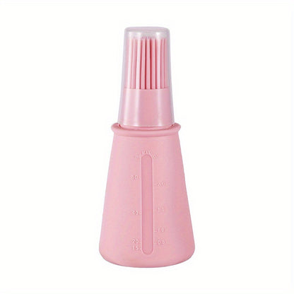 1pc Portable Silicone Oil Bottle With Brush Grill Oil Brushes Pastry Plastic Kitchen Oil Bottle Outdoor Baking BBQ Brush