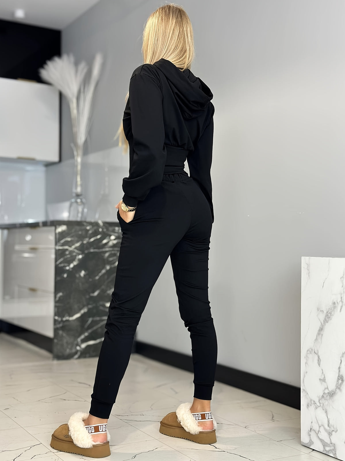 Women's Autumn Winter Tummy Control Hooded Drawstring Set - ayq