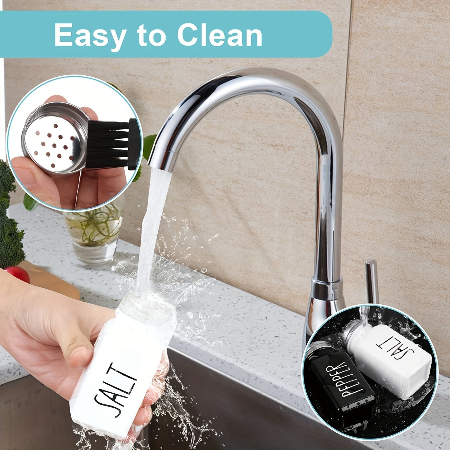 2pcs Salt And Pepper Shakers Set, Glass Spice Shaker With Stainless Steel Lid, Salt And Pepper Jar Set, Wedding Gifts, Mother's Day GiftsKitchen Supplies, Kitchen Decor Kitchen Accessories