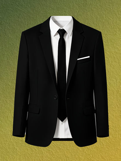 Men's Casual Slim Fit Solid Color Suit Jacket - Lightweight