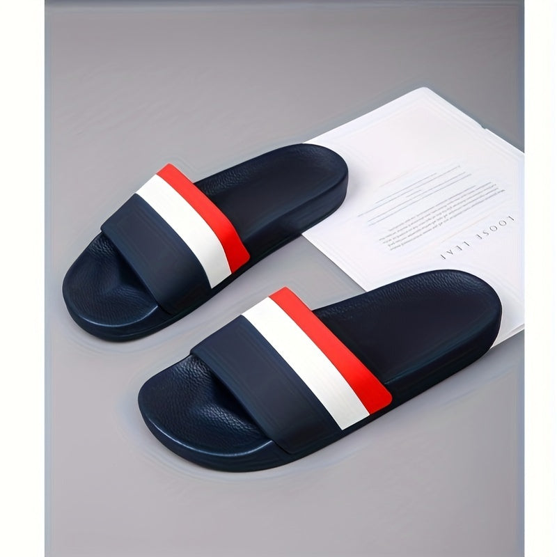 Unisex Striped Quick-Dry Anti-Slip Shower Slippers