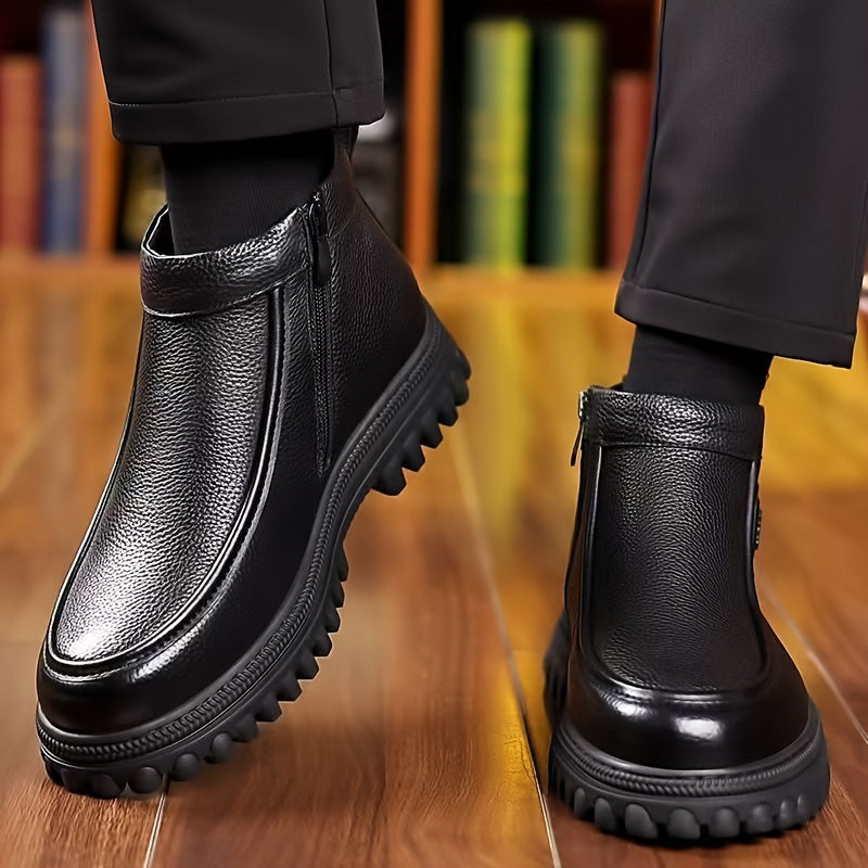 Men's Winter Snow Boots, Ankle High with Plush Lining for Warmth, Comfortable Slip-On Design, Durable PU Upper & PVC Sole, Ideal for Outdoor Activities & Casual Wear