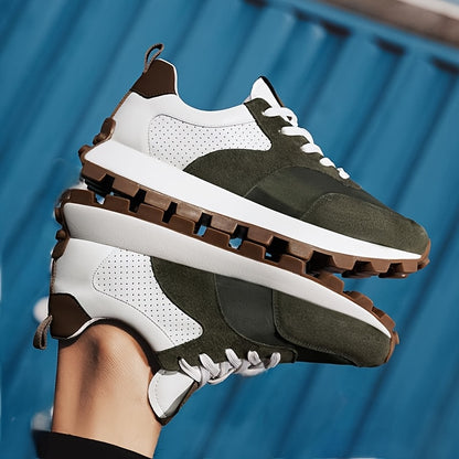 2025 Spring Men'S Breathable Low-Top Sneakers - Thickened Cushioned Rubber Sole, Men'S New Breathable Mesh Platform Dad Shoes Casual Height Increase Sports Shoes