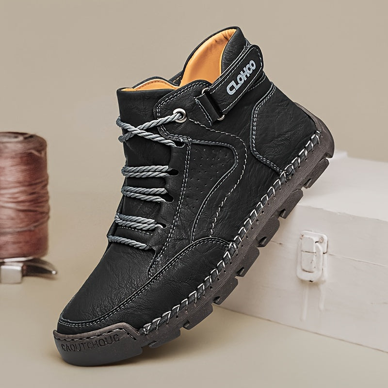 Men's High-Top Casual Lace-Up Sneakers with Rubber Sole