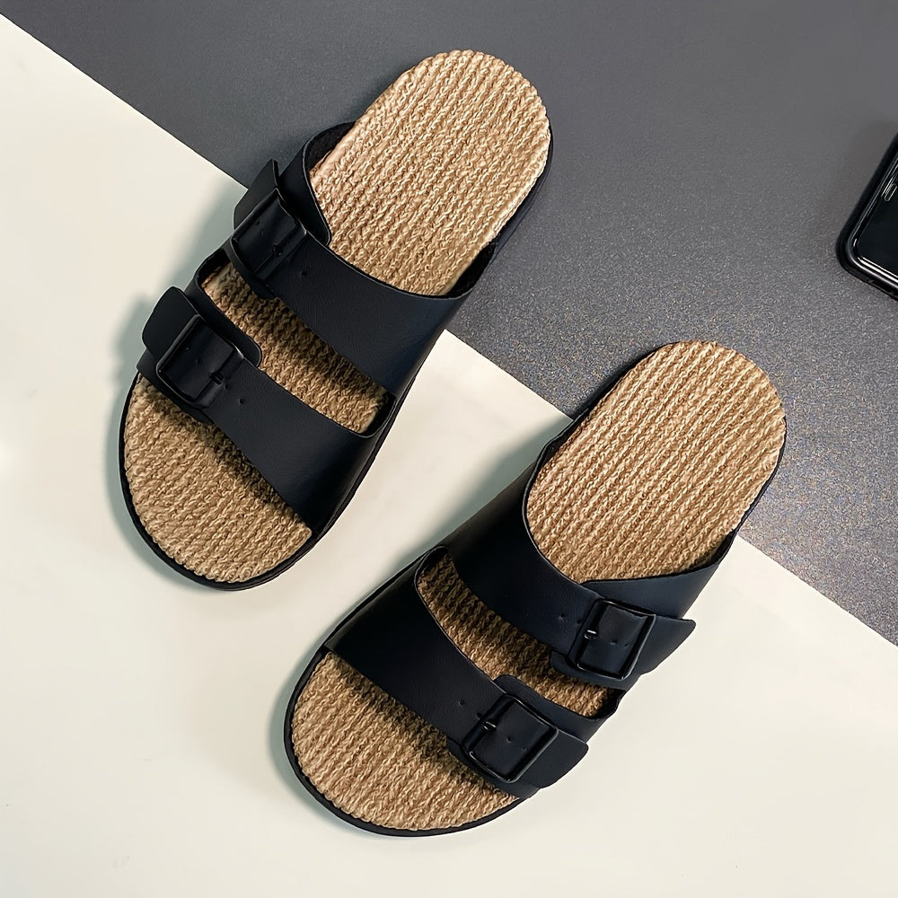 Men's Casual Outdoor Slip-On Sandals with Double Buckle