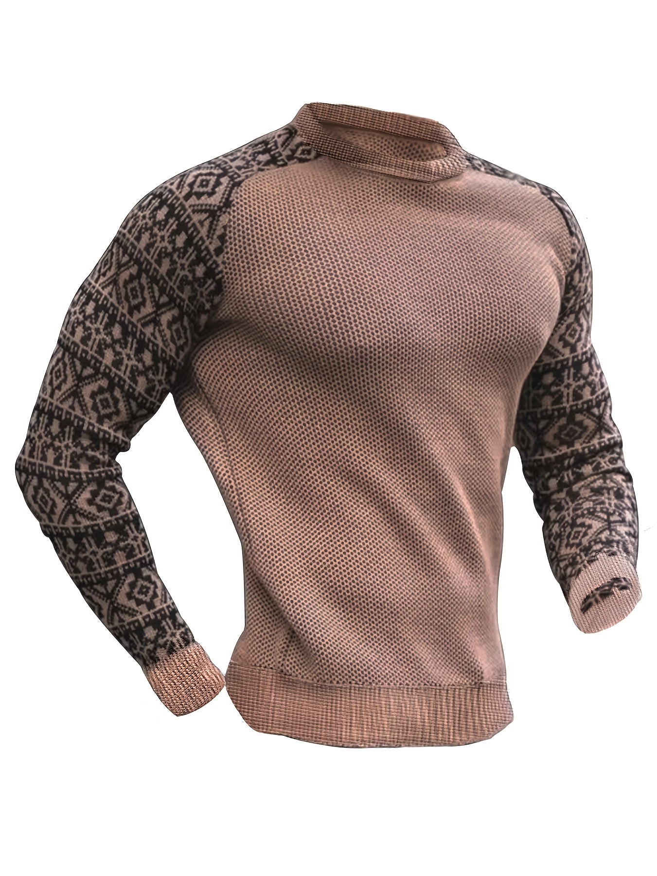 Men'S Long-Sleeve T-Shirt in a Heavy Waffle Knit for Autumn, Perfect for Casual Wear