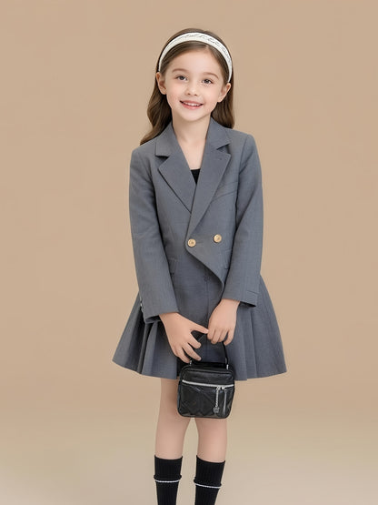 Girls' Preppy JK Uniform Suit Set Dress Skirt Two-Piece