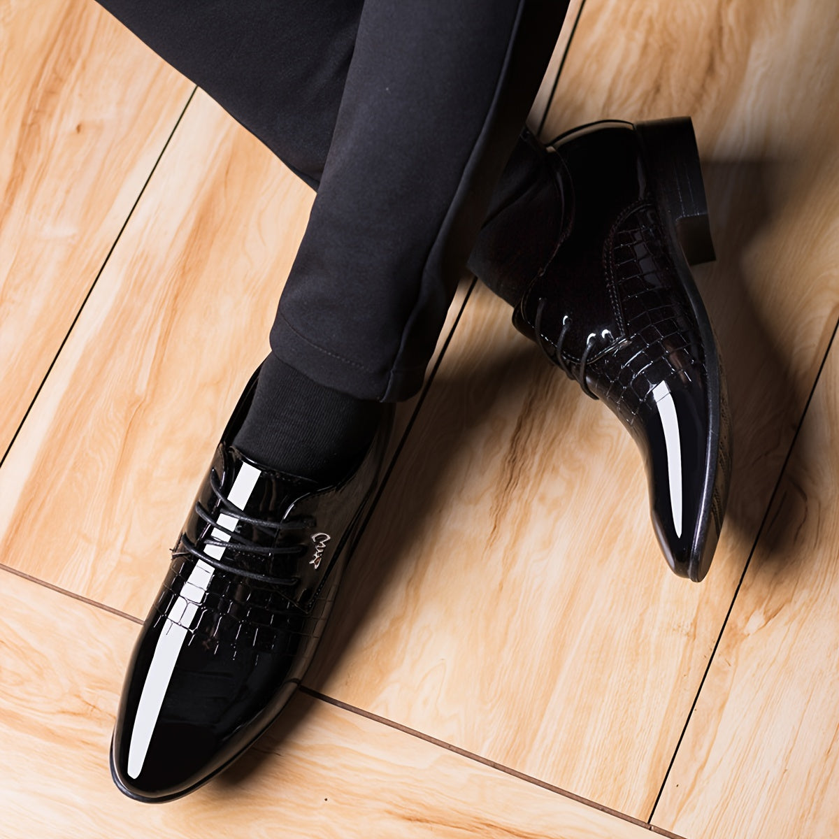 Men's Dress Shoes, British Style Elegant Lace-up Pointed Toe Loafers, Wedding Shoes, Gift for Men, Youth Formal Business Casual Shoes, Black - ayq