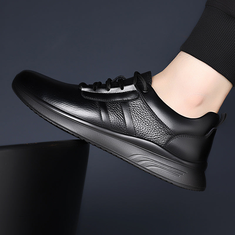 Men'S Fleece Lined Sneakers | Simple Panel Design, Heel Pull Tab, Trendy Casual Shoes for Campus Life and Dating, Low Top, Genuine Faux Leather Upper, Fabric Insole and Inner Material, Solid Color