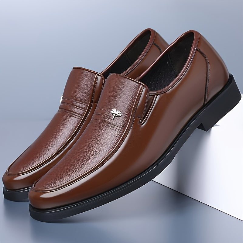Men's Breathable Pointed Toe Oxford Shoes, Slip-On Formal & Casual