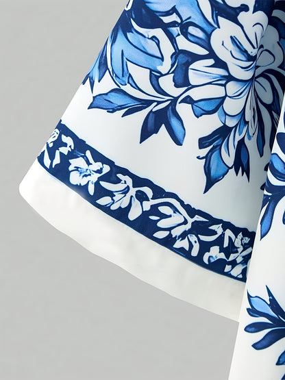 Men'S Two Sets of Floral Print Casual Button-Up + Drawstring Sports Shorts Two-Piece Hawaiian Beach Sports Styl