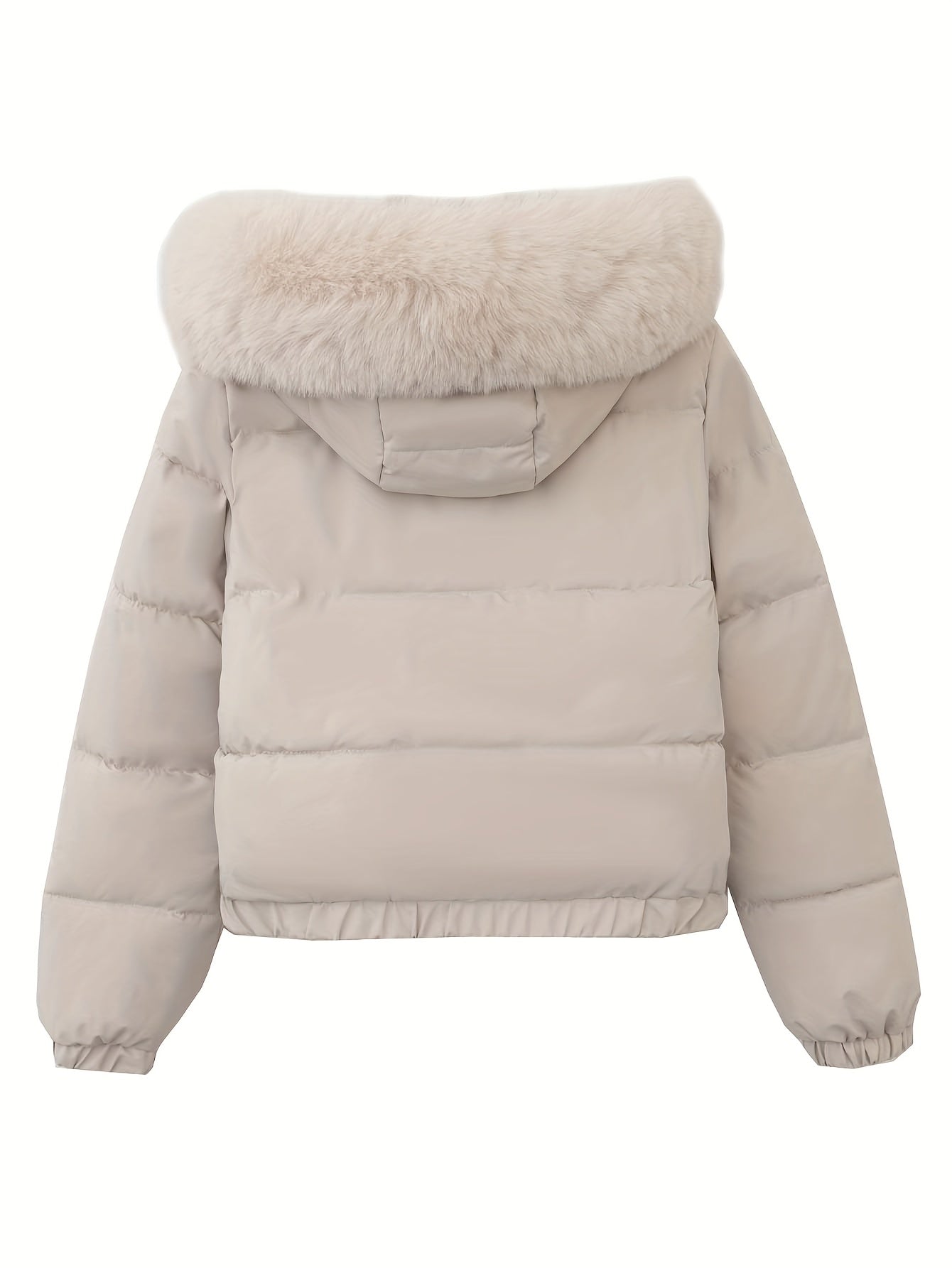Women'S Winter Coat with Removable Faux Fur Hood - Thickened Loose Fit Long Sleeve Jacket, Zippered Pockets & Button Front, Casual Solid Color Outerwear for Cold Weather, Cozy Warmth, Buttoned Closure, Durable Fabric