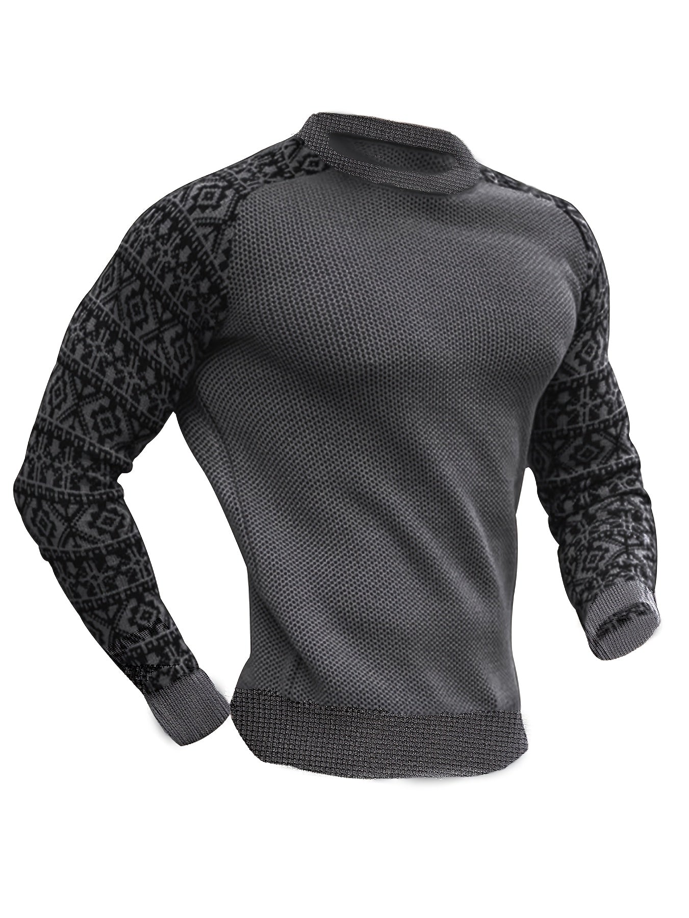 Men'S Long-Sleeve T-Shirt in a Heavy Waffle Knit for Autumn, Perfect for Casual Wear
